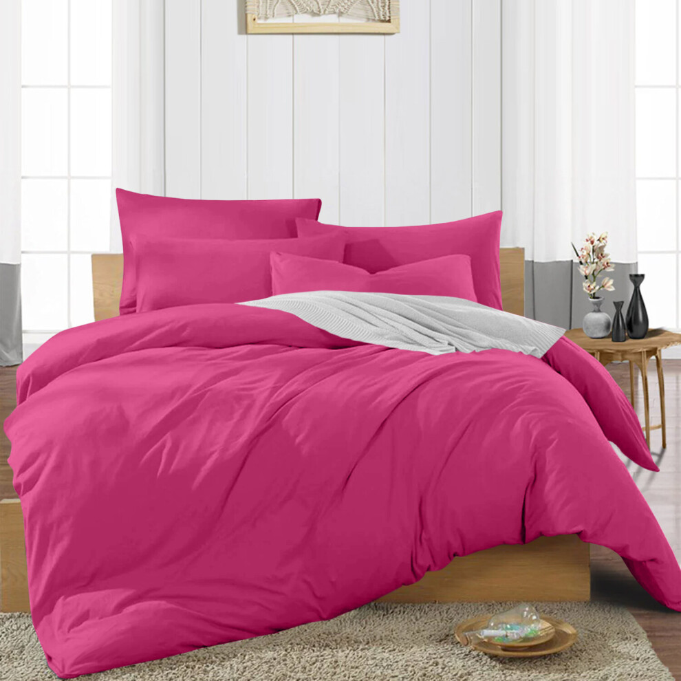 (Pink Duvet Covers) Plain Duvet Quilt Covers King Size 3PC Bedding Sets