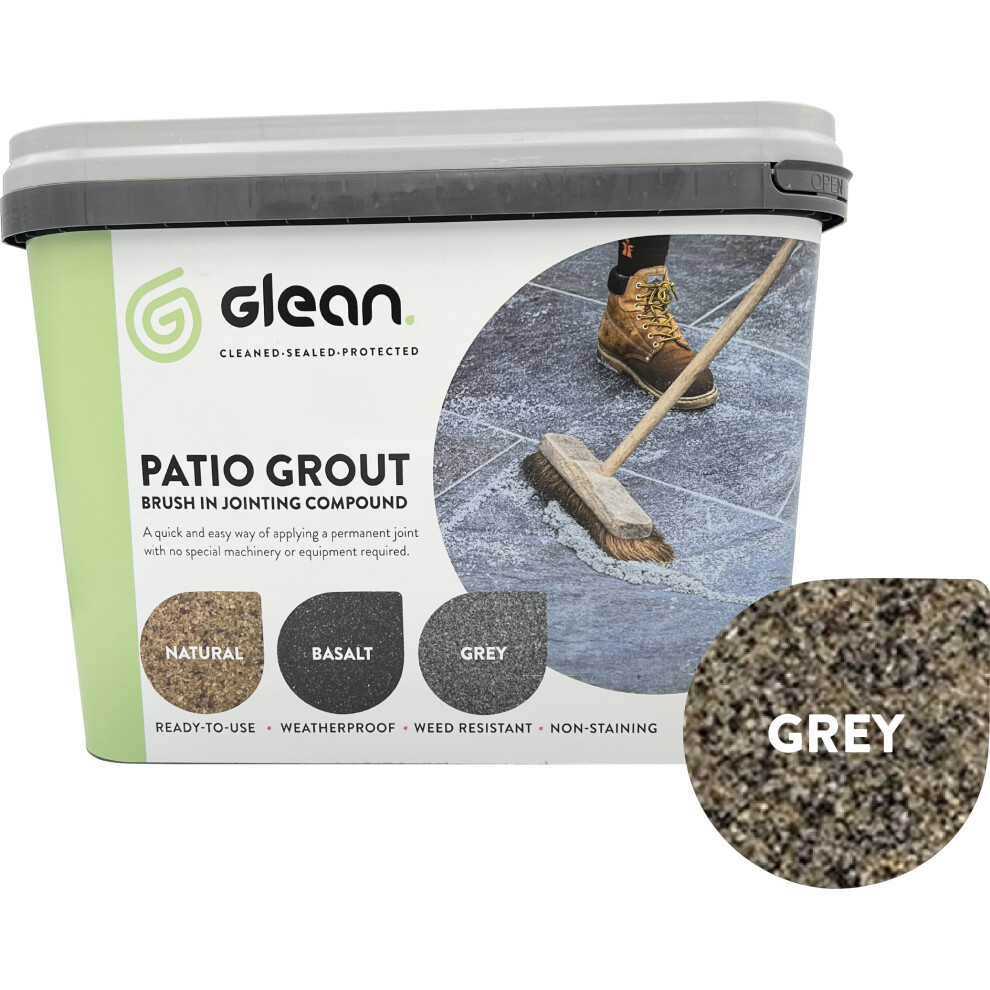 (Grey) GLEAN Patio Grout Jointing Compound Brush In: 15kg