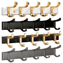 (Black) Adjustable Coat/Bathrobe Hooks Wall Mounted