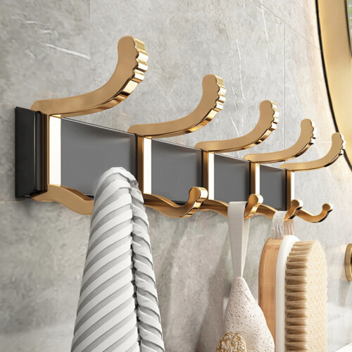 (Black) Adjustable Coat/Bathrobe Hooks Wall Mounted 1