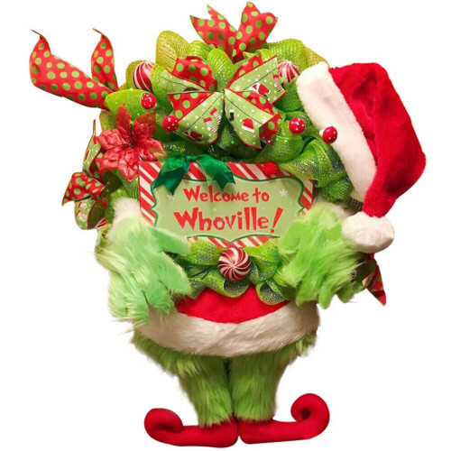 Grinch Kerst Grappig De Burlap Krans Deur Creatieve Kerstdecoraties