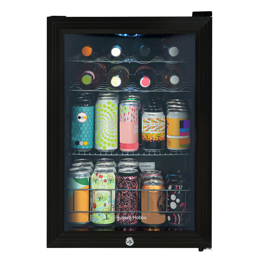 Russell Hobbs Drinks Fridge Wine Cooler 62L Black Lockable RHGWC4B-LCK