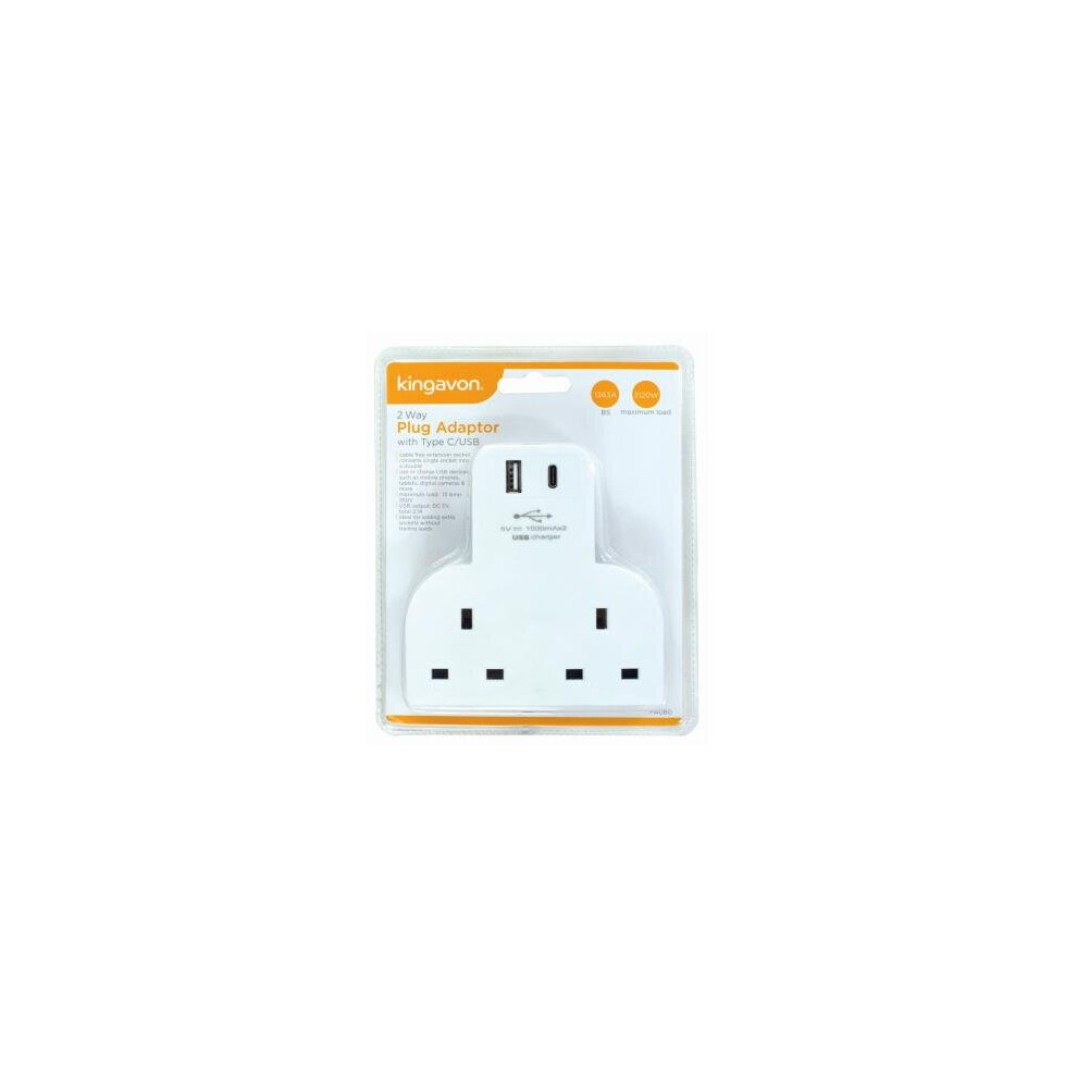 2 Way Plug Adaptor With Type C/USB