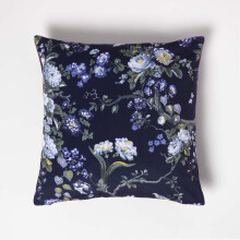 Floral Midnight Garden Purple Filled Velvet Cushion 46 x 46 cm