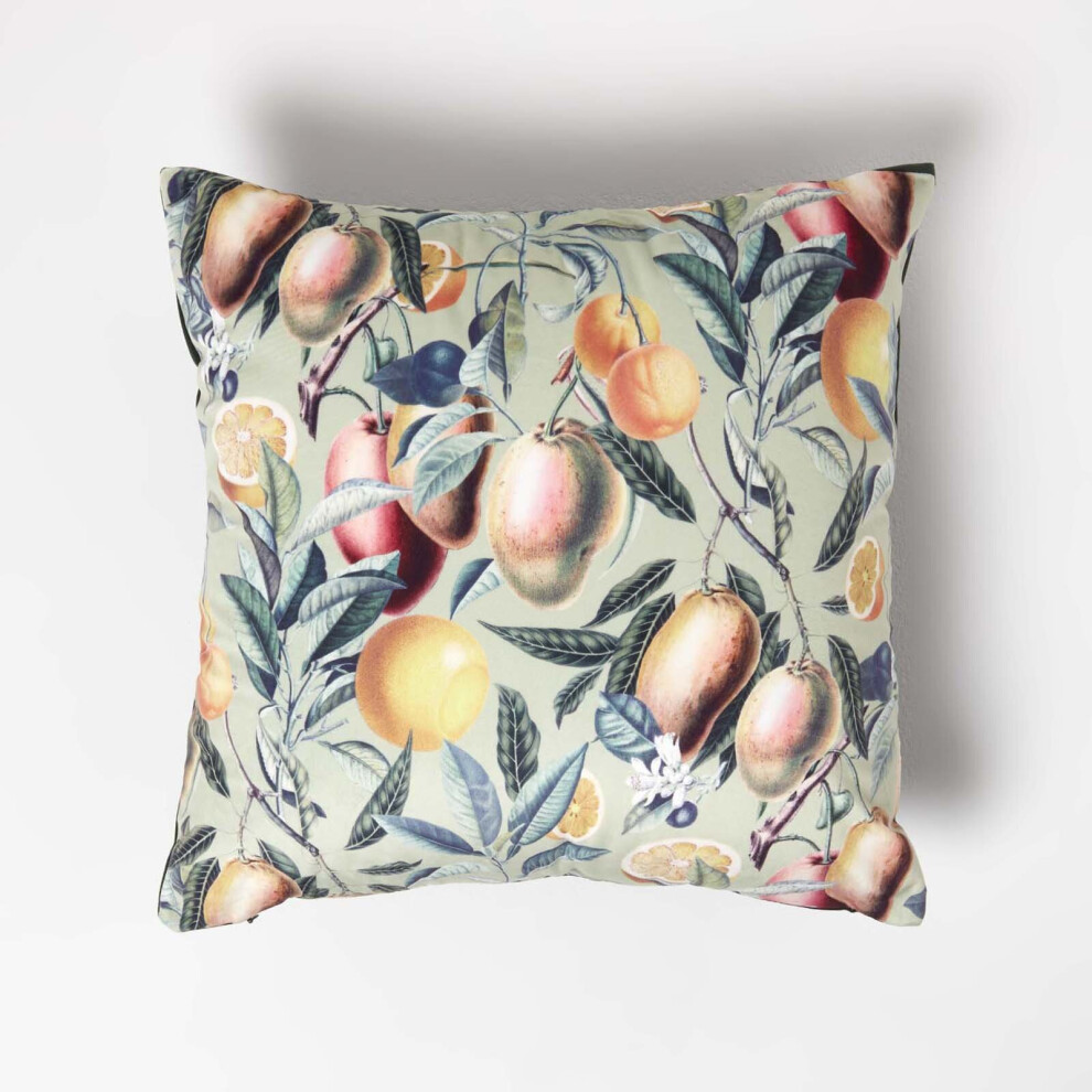 Homescapes Mango Tree Filled Velvet Cushion 46 X 46 Cm Green