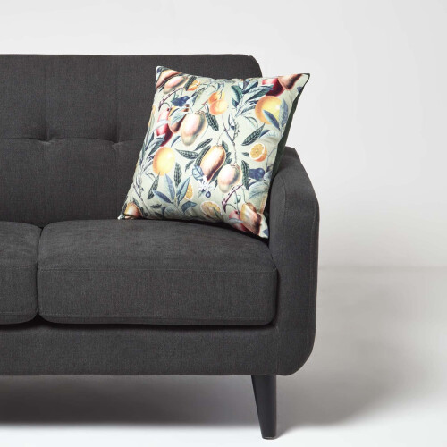 Homescapes Mango Tree Green Filled Velvet Cushion 46 x 46 cm 1