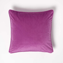 (Hot Pink) Filled Velvet Cushion with Piped Edge 46 x 46 cm