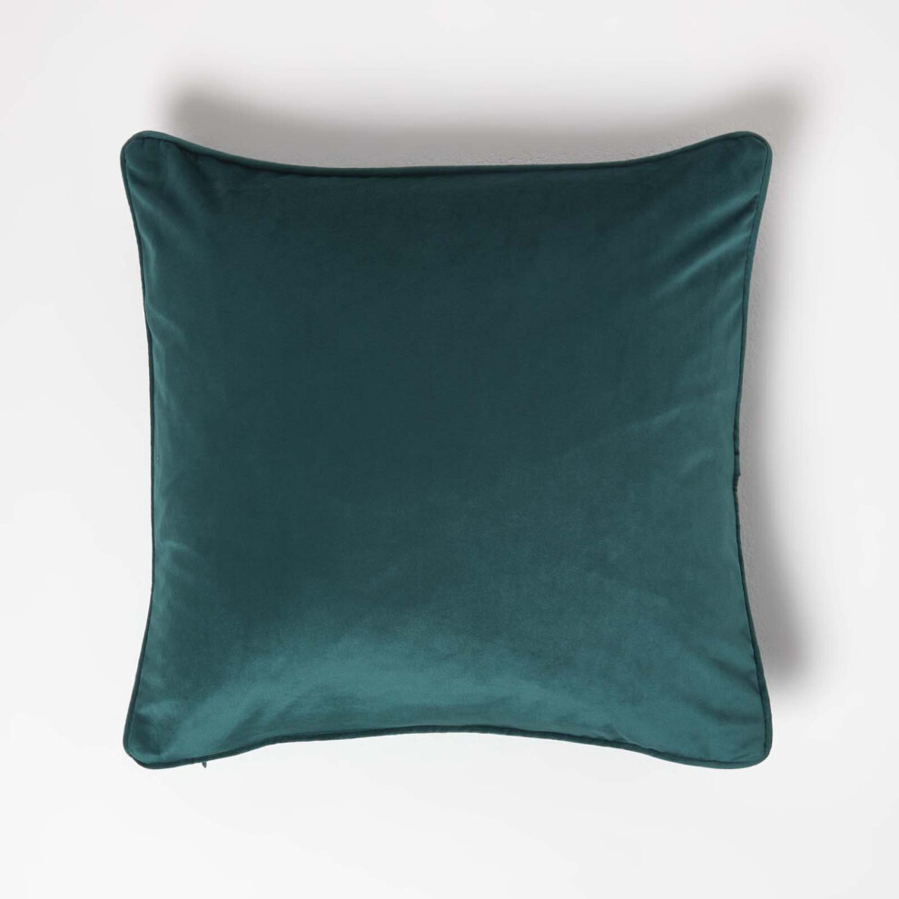 Homescapes (Green) Filled Velvet Cushion With Piped Edge 46 X 46 Cm Green