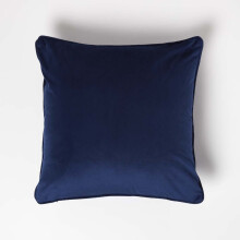 (Navy) Filled Velvet Cushion with Piped Edge 46 x 46 cm