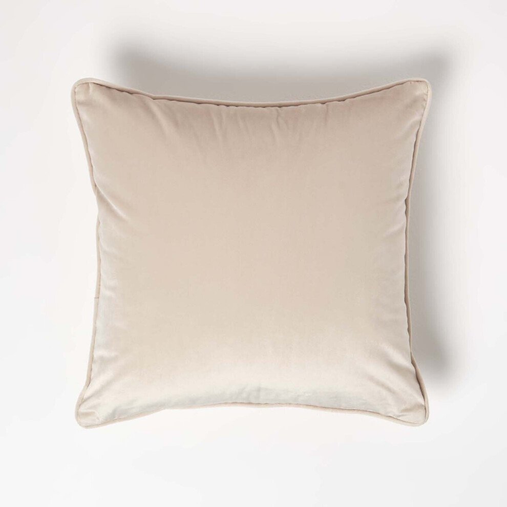 Homescapes (Cream) Filled Velvet Cushion With Piped Edge 46 X 46 Cm Cream