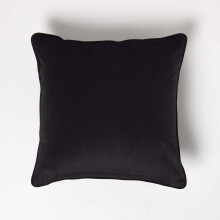(Black) Filled Velvet Cushion with Piped Edge 46 x 46 cm