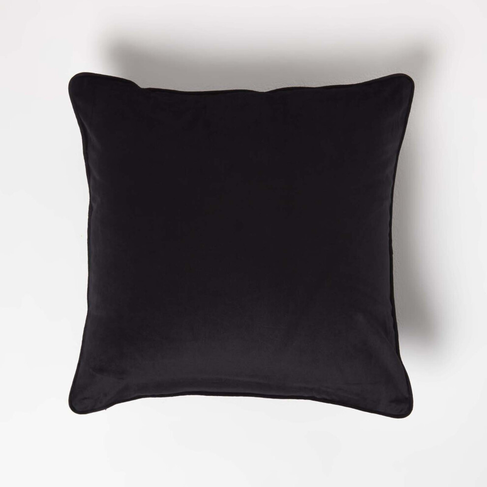 Homescapes (Black) Filled Velvet Cushion With Piped Edge 46 X 46 Cm Black