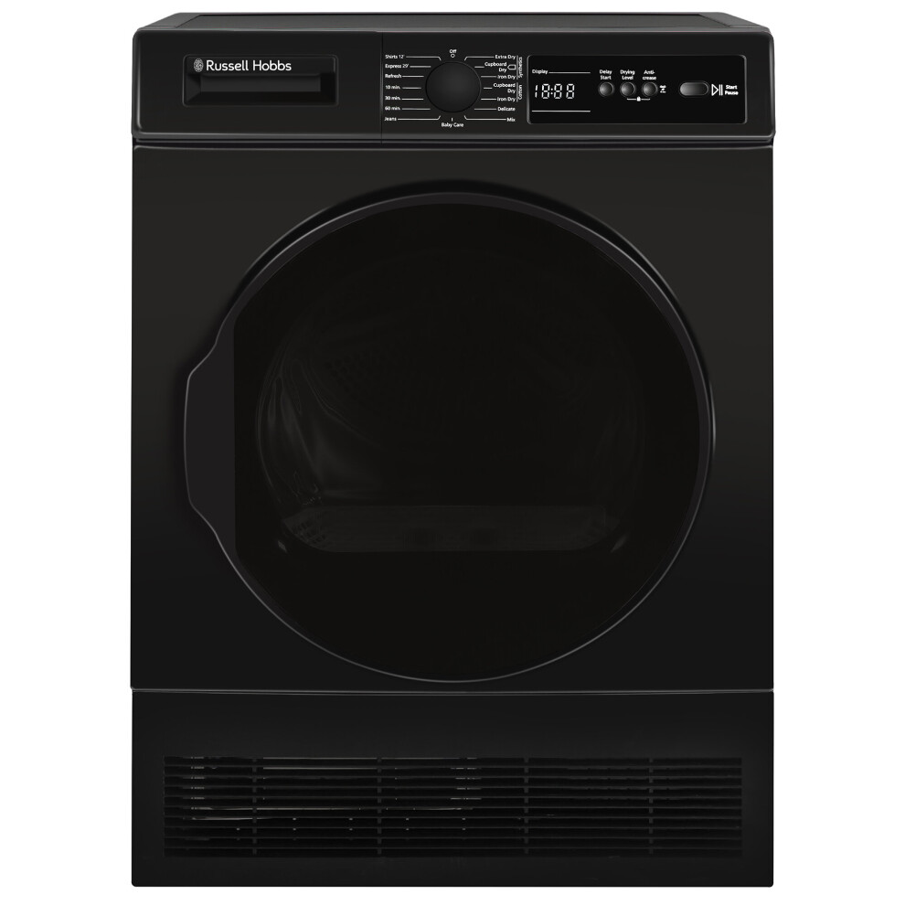 Russell Hobbs Tumble Dryer 8Kg Condenser Freestanding Rh8ctd111w Black