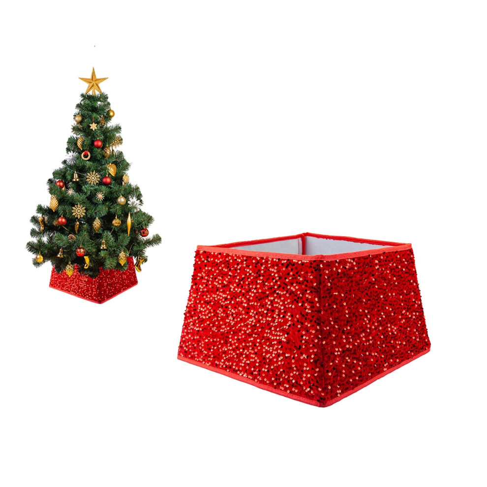 Red Sequin Christmas Tree Skirt Folding Square Tree Skirt 40cm x 25cm-image-OPC-PCG96Z5-NEW