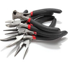 5pcs Jeweler Pliers Tool Set Round Long Bent Side Cutter End Cutting Nose Jewelry Making Beading Wire Wrapping Hobby 5" Plier Kit