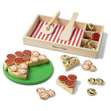Melissa & Doug Wooden Pizza | Wooden Toys | Pretend Play | Play Food for Kids | 3+ | Gift for Boy or Girl