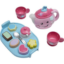 Fisher-Price Laugh & Learn Toddler Learning Toy Sweet Manners Tea Set with Smart Stages for Pretend Play Ages 18+ Months, DYM76