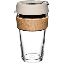 KeepCup Reusable Tempered Glass Coffee Cup | Travel Mug with Splash proof Lid, Brew Cork Band, Lightweight, BPA Free | Large | 16oz / 454ml | Filter