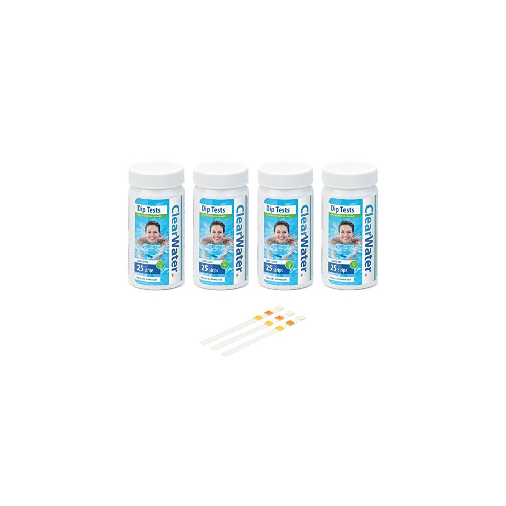 Clearwater Hot Tub, Pool and Spa Test Strips x 100-3 in 1 - Measures Chlorine, PH and Total Alkalinity