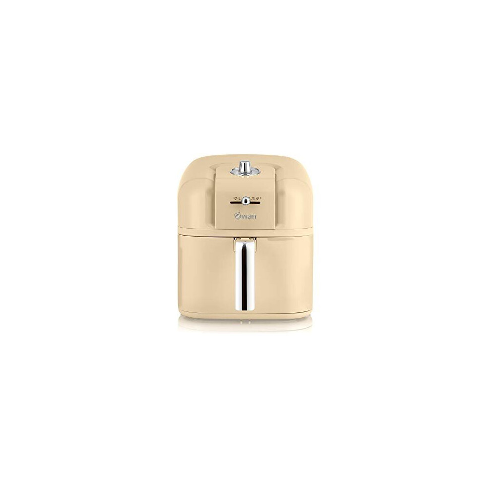 Swan Retro Air Fryer 6 L, Cream, Low Fat Healthy Frying, 80% Less Fat, Rapid Air Circulation, SD10510CN