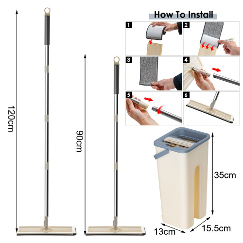 Flachboden Mop und Eimer Set für Hände Home Floor Selbstreinigung 1