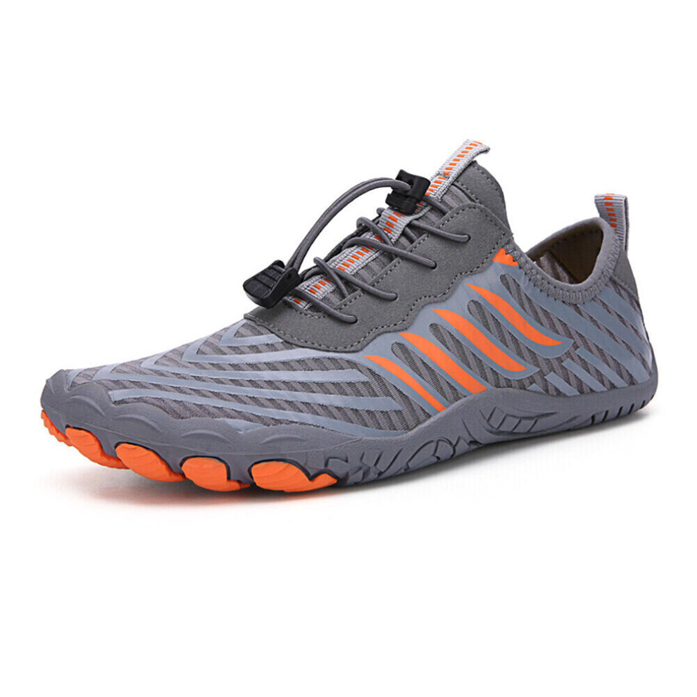 (Grey, 43) Unisex Ultralight Waterproof Running Shoes Sneakers Barefoot Shoes
