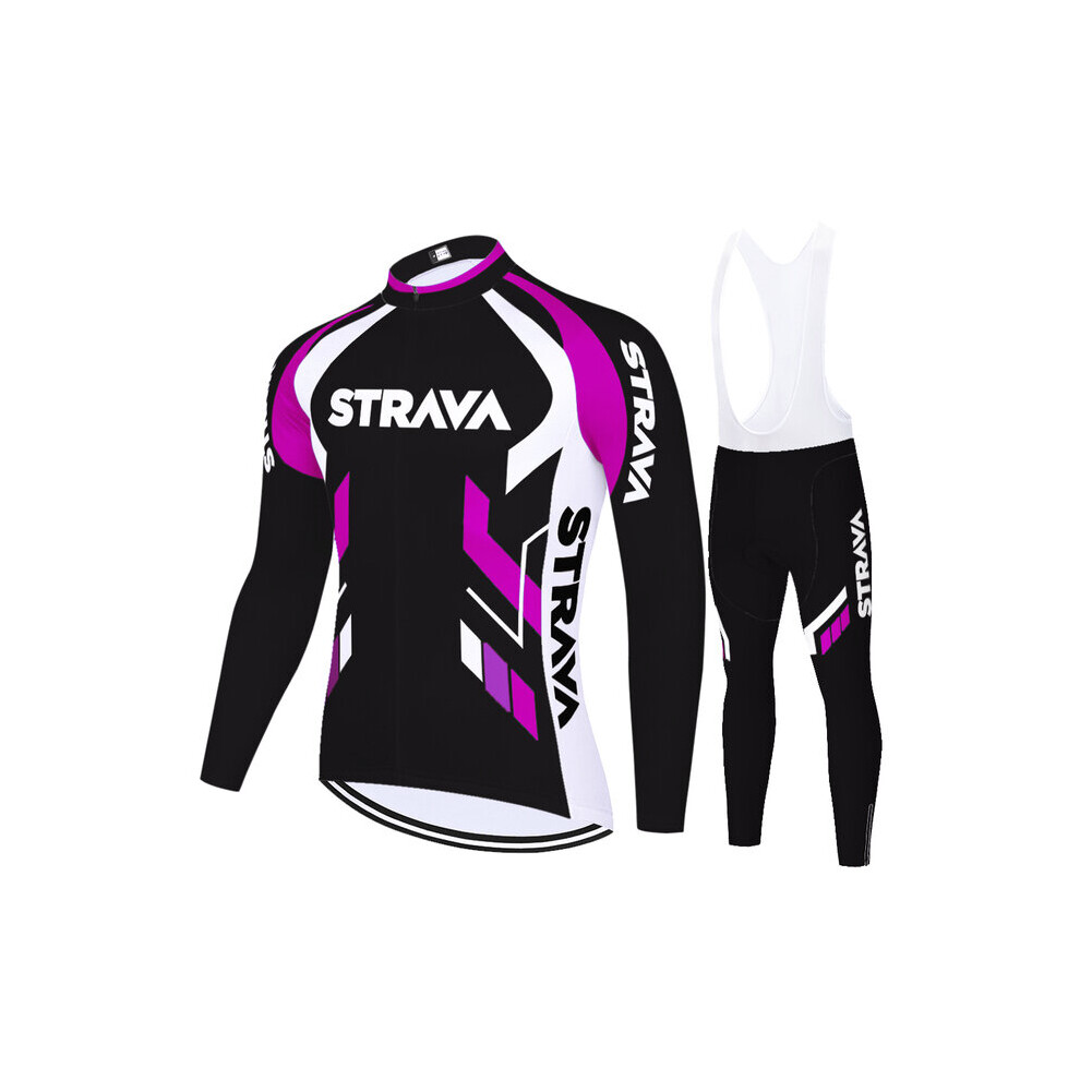 (XXL) Cycling Clothing Men's Long Sleeve Bike Jersey + Bib Pants MTB Road Clothing Set