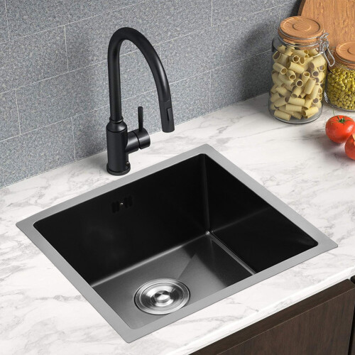 Living And Home Black Stainless Steel Single Bowl Kitchen Sink