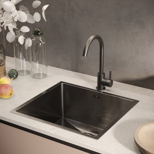 Living And Home Black Stainless Steel Single Bowl Kitchen Sink 1