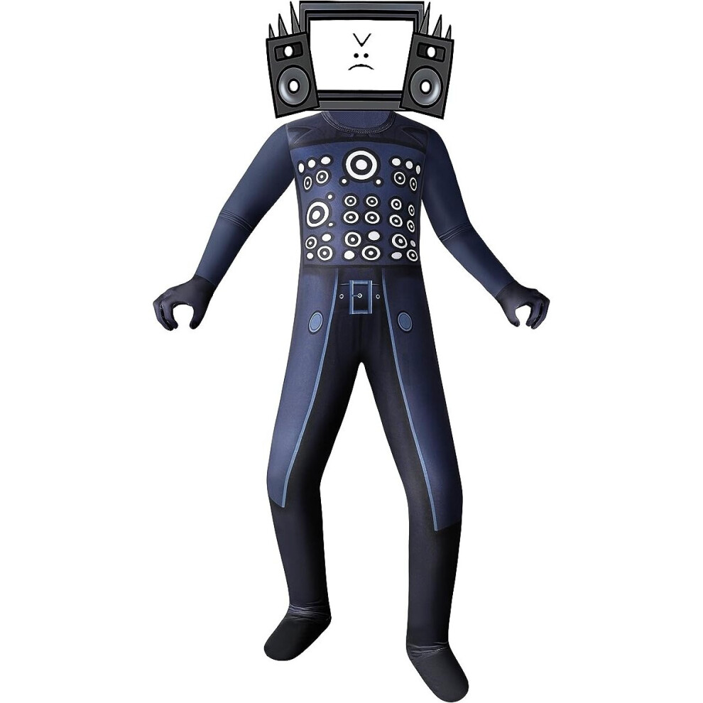 (Super British Wave Audio Tv Man, 120Cm) Kids Adult Skibidi Toilet Cosplay Costume Tv Man Cameraman Speakerman Halloween Party Bodysuit Gifts Not,Specified