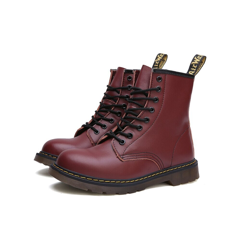 (Red, UK 4.5=EUR 39) Women Retro Boots Classic Leather Ankle Boot Shoes