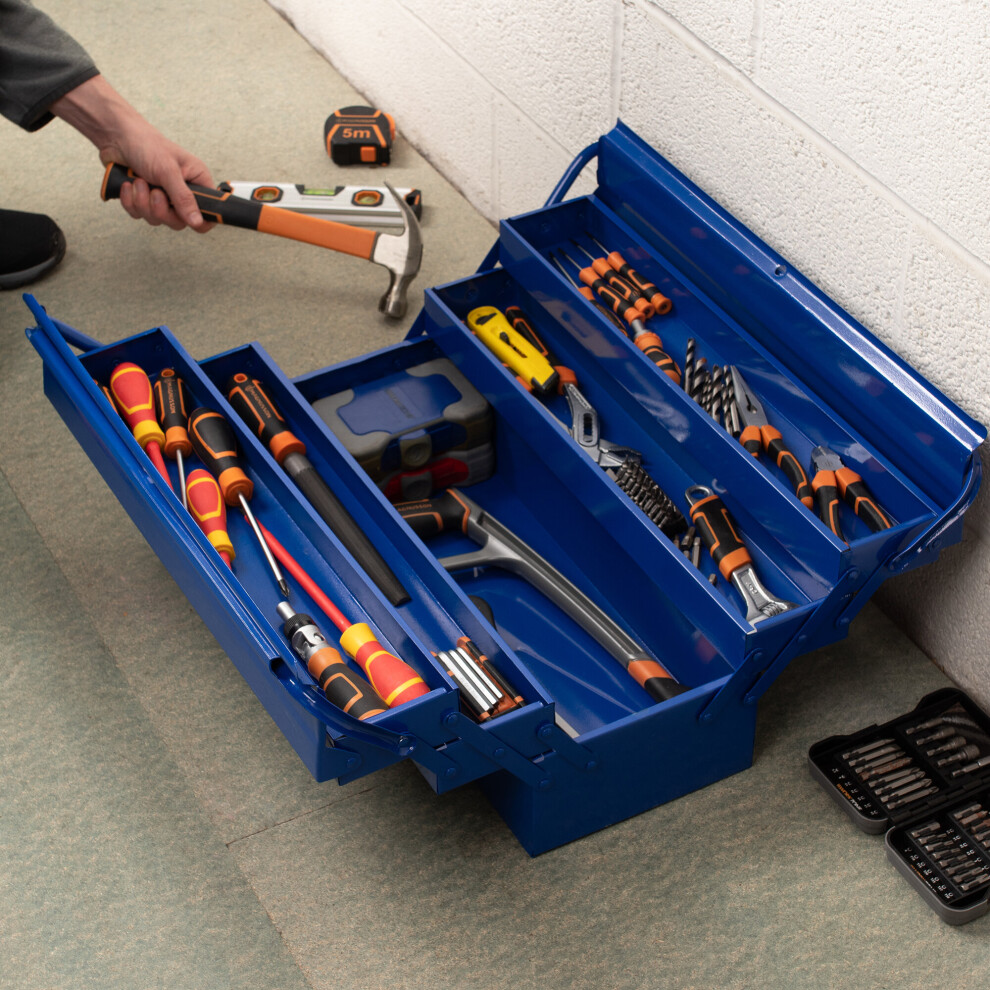 3-Tier 5-Tray Heavy Duty Cantilever Tool Box, Metal Storage Toolbox 5055521178207