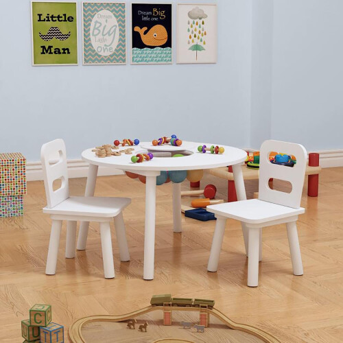 Kindertisch und 2 Stühle mit Aufbewahrung Kinderzimmermöbel 2
