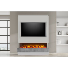 Acantha Matrix Pre-Built White & Concrete Effect Panoramic Media Wall