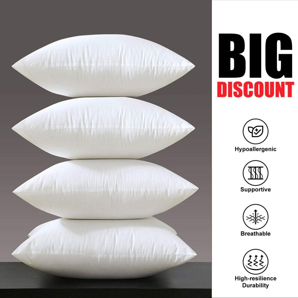 Aspire Homeware (Cushion Fillings X4) Luxury Firm Pillows Soft Bed Neck Pillow 4-Pack