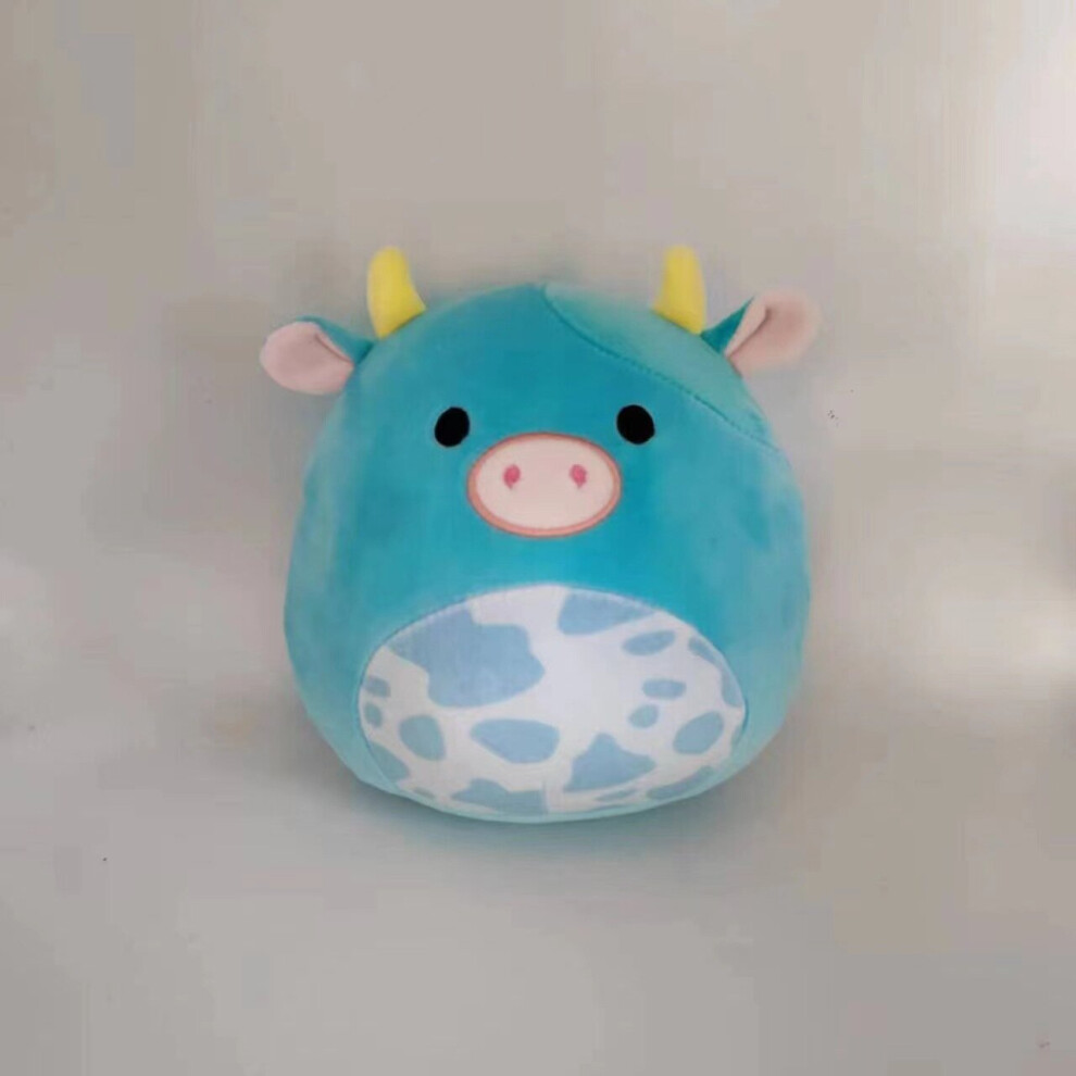 (Blue) Squishmallows Stuffed Toy Cow Plush Doll Animal Pillow Birthday Gift Home Decor