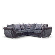 (Grey / Black, 5 Seater Corner 2c2) Vesgas Fabric Corner Sofa, 3 Seater 2 Seaters Set