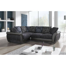 (Grey / Black, 4 Seatr Corner Left 1c2) Vesgas Fabric Corner Sofa, 3 Seater 2 Seaters Set