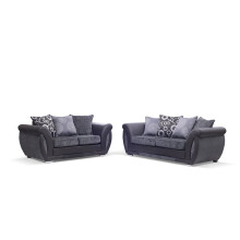 (Grey / Black, 3+2 Set) Vesgas Fabric Corner Sofa, 3 Seater 2 Seaters Set
