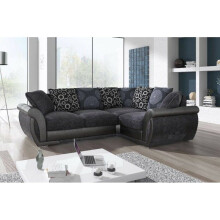 (Grey / Black, 4 Seater Corner Right 2c1) Vesgas Fabric Corner Sofa, 3 Seater 2 Seaters Set