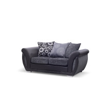 (Grey / Black, 2 Seater Sofa) Vesgas Fabric Corner Sofa, 3 Seater 2 Seaters Set