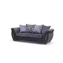 (Grey / Black, 3 Seater Sofa) Vesgas Fabric Corner Sofa, 3 Seater 2 Seaters Set