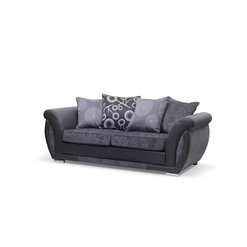 (Grey / Black, 3 Seater Sofa) Vesgas Fabric Corner Sofa, 3 Seater 2 Seaters Set