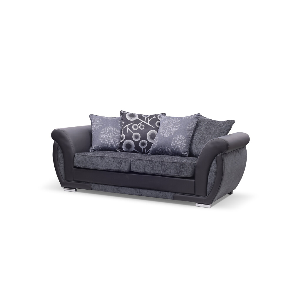 (Grey / Black, 3 Seater Sofa) Vesgas Fabric Corner Sofa, 3 Seater 2 Seaters Set
