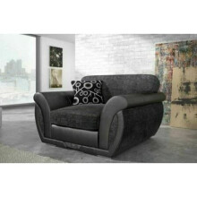(Grey / Black, Armchair) Vesgas Fabric Corner Sofa, 3 Seater 2 Seaters Set