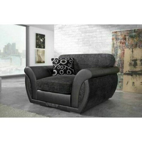 (Grey / Black, Armchair) Vesgas Fabric Corner Sofa, 3 Seater 2 Seaters Set
