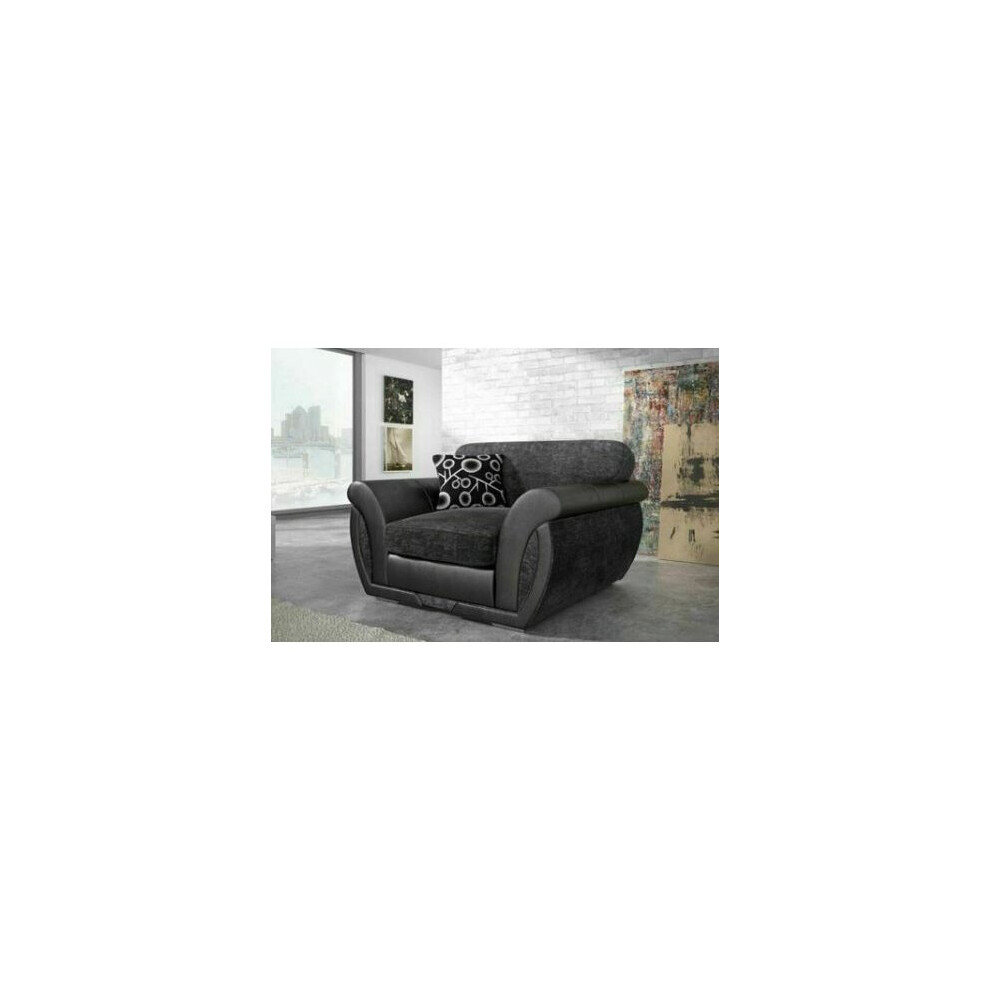 (Grey / Black, Armchair) Vesgas Fabric Corner Sofa, 3 Seater 2 Seaters Set