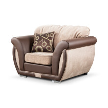 (Beige / Brown, Armchair) Vesgas Fabric Corner Sofa, 3 Seater 2 Seaters Set