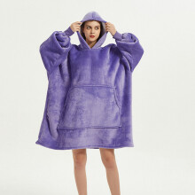 (Purple) Snuggle Mens Womens Thick Oversized Fleece Hoodie Blanket Sweatshirt
