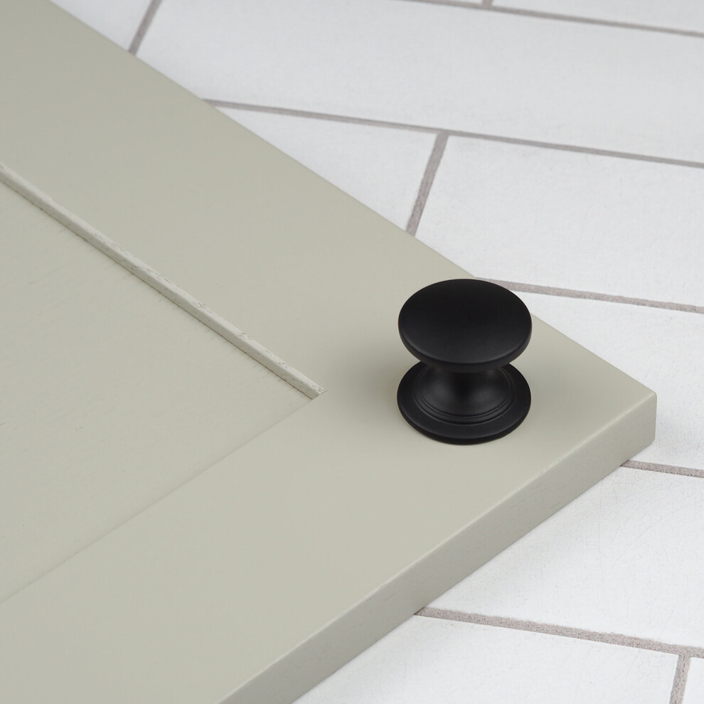 (38Mm Knob) 64Mm & 96Mm Matt Black Cup Handles Round Knobs 5060796707793